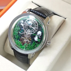 Men’s Mechanical Watch 45mm Curved Hollow Stainless Steel Luminous Pointer Dial Water Resistant 5BAR