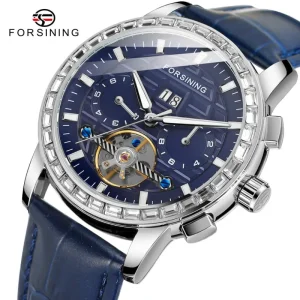 Men’s Mechanical Watch Leather Waterproof Luminous Business Wristwatch