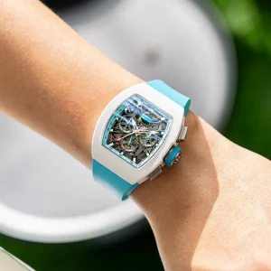 Men’s Mechanical Watch Sapphire Crystal Glass Fluorine Rubber Case Power Reserve 38hours