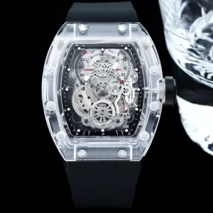 Men’s Mechanical Watch Sapphire Crystal Transparent Octagon Tourbillon Watch