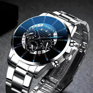 Men’s Mechanical Watch with Double Calendar Business Style Simple Design Waterproof Quartz Watch Automatic Mechanical Watch