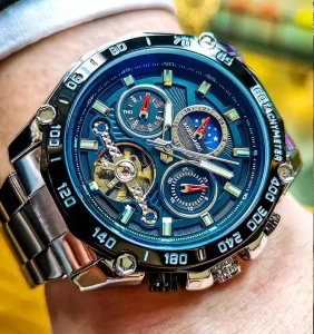 Men’s Mechanical Watch with Stainless Steel Strap and Waterproof Function for Business