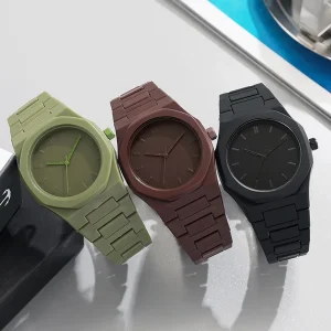 Men’s Minimalist Round Dial Plastic Quartz Watch Unisex Wristwatch Factory Customizable