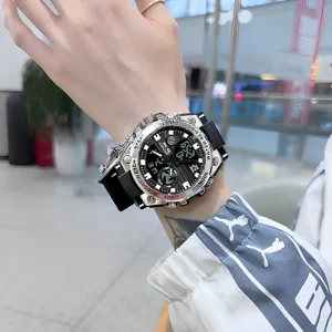 Men’s Multifunctional Waterproof Night Light Watch Trend Middle School Running Student Electronic Watch