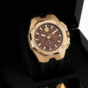 Men’s Octagonal Timer Fashion Black Gold Waterproof Fully Automatic Mechanical Watch