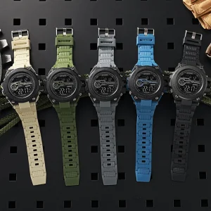 Men’s Outdoor Mountaineering Sports Digital Watch Acrylic Band Luminous Alarm Chronograph Multi Function Fashion Student Watch