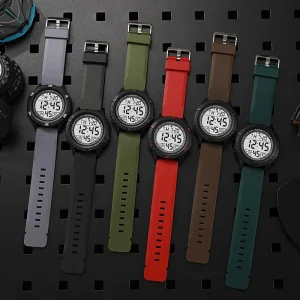 Men’s Outdoor Sports Electronic Watch Plastic Band Luminous Multifunctional Student Watch