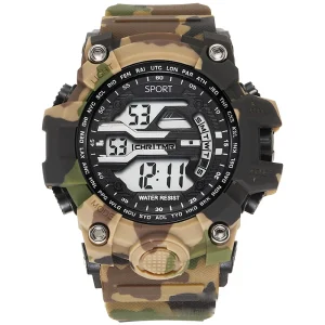 Men’s Outdoor Sports Silicone Camouflage Strap Waterproof Multifunctional Watch G Style Street Fashion Watch