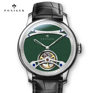 Men’s P8.19 Seagull Mechanical Watch 42mm Sapphire Crystal Waterproof Stainless Steel Leather Band