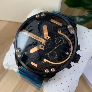 Men’s Personalized Large Dial Trendy Stainless Steel Casual Sports Chronograph Quartz Watch 22mm Coin Design Simple Pointer