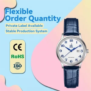 Men’s Quartz Alloy Business Watch Genuine Leather Tang Buckle Circular Dial Calendar Waterproof 30M