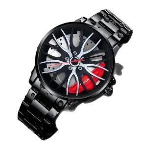Men’s Quartz Cross Border Explosion Style Fashion Watch Alloy Plastic Hollow Wheel 43mm Dial Custom Non Mechanical Leisure