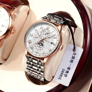 Men’s Quartz Fashion Watch Acrylic Strap Youth Business Waterproof Luminous Black Student