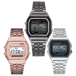 Men’s Quartz Full Steel Wrist Watch with LED