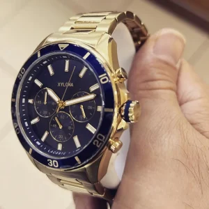Men’s Quartz Watch Fine Display Chronograph Watch Silicone Stainless Steel Watch