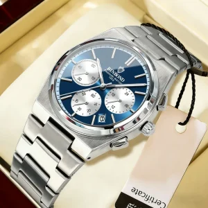 Men’s Quartz Watch Multifunctional Waterproof Luminous Calendar Business Wristwatch