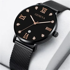 Men’s Quartz Watch, Slim Mesh Strap, Stainless Steel Sport Watch, Relogio Masculino