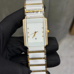 Men’s Quartz Watch Square Dial Casual Sports Luxury Watch White Ceramic Band