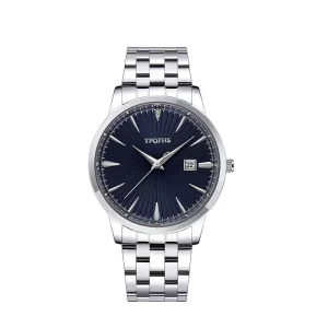 Men’s Quartz Watch Stainless Steel Band Calendar Display Waterproof Wristwatch