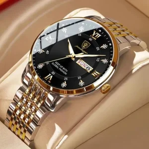 Men’s Quartz Watch Stainless Steel Casual Simple Luxury Waterproof Luminous Hand Wristwatch