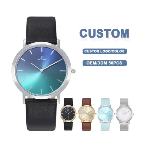 Mens Quartz Watch Stainless Steel Round Case 3atm Waterproof Stainless Steel Back Watch Made in China