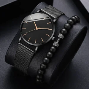 Men’s Quartz Watch Stylish Stainless Steel Band Glass Dial for Casual Sports Commercial Use Popular Foreign Trade