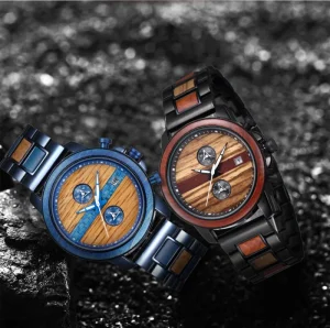 Men’s Quartz Wristwatch Natural Wood Watch Fashion Business Clock Engraved Custom Logo Watch Gift