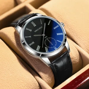 Men’s Retro Analog Quartz Watch with Alloy Leather Strap