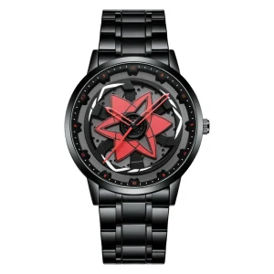 Men’s Rim Watch, Men’s Sports Car Watch, Waterproof Steel Rim Watch, Rotating Car Watch, Men’s Watch Set