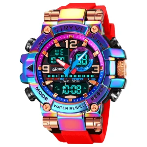 Men’s STRYVE 8025 Digital-Analog Dual Movement 5ATM Waterproof Watch, Fashion Sports, Relogio Masculino