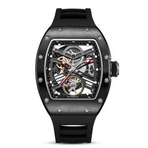 Mens Skeleton Automatic Mechanical Watch Luxury Steel Case Fashion Wristwatch in Stock Ready Ship OEM Factory Price