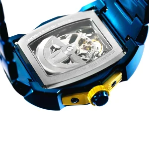 Men’s Skeleton Watch Automatic Movement Stainless Steel Watch Waterproof for Daily Wear