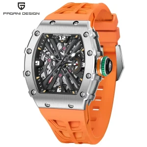 Men’s Skeletonized 42mm Dial Quartz Watch Japan Movement Waterproof Date Display Wristwatches