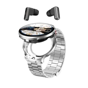Mens Smart Watches with Wireless Earbuds BT Music Player BT Call AI Voice Smart Watch Through the Wall up to 15 Meters Bluetooth