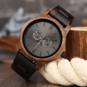Mens Solid Wood Watch Handmade Wooden Wristwatch Gift to Men Father’s Day Anniversary Gift to Him