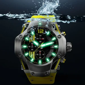 Men’s Sport Chronograph Rubber Quartz Watch with Japanese TMI Movement Waterproof Wristwatch