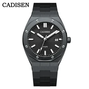 Men’s Sport Mechanical Watch Stainless Steel Single Calendar Luminous See-Through Bottom 22mm