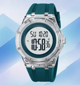 Men’s Sport Watch Luxury Antique Round Shape Water Resistant Digital Display Stop Watch Alarm 18mm Plastic Band