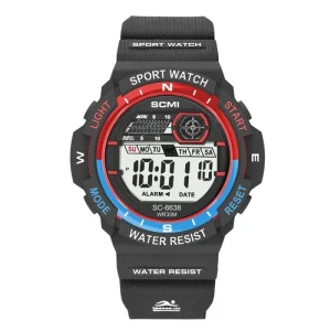 Men’s Sports Analog Digital Alarm Clock LCD Digital Watch 3ATM Plastic