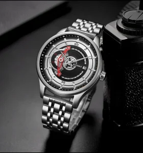 Men’s Sports Automatic Mechanical Watch with Stainless Steel Strap Waterproof Multi Functional Watch