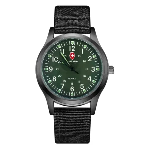 Men’s Sports Nylon Strap Fashionable Luminous Quartz Watch Waterproof Casual Watch