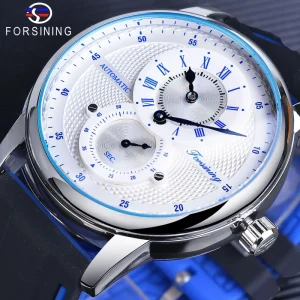 Men’s Sports Racing Dial Mechanical Watch Fashion Automatic Water Resistant Silicone Band