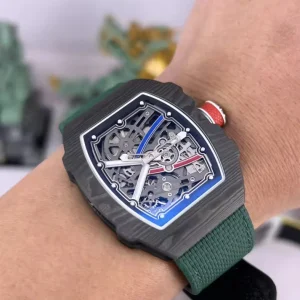 Men’s Sports Skeleton Automatic Mechanical Watch 7.8mm Ultra Thin Carbon Fiber Case Nylon Strap Hollow Dial Wristwatch