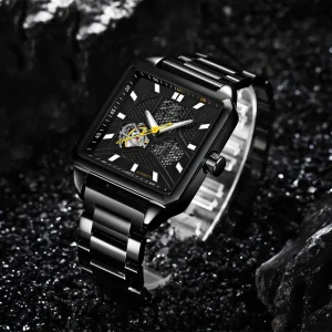 Men’s Sports Watch Custom Logo Classics Stainless Steel Business Diamond Automatic Mechanical Watch for Man
