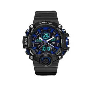 Men’s Sports Watch Dual Movement Luminous Display Alarm Feature 3ATM Water Resistance Waterproof Glass Plastic