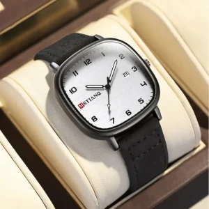 Men’s Sports Watch Leather Quartz Wristwatch Waterproof Luminous Luxury