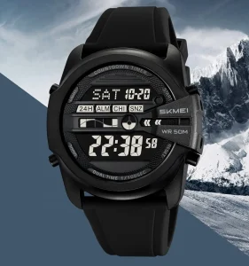 Men’s Sports Watch SKMEI 2442 Digital Dual Display Male Chronograph Watch Silicone Resin Dial Boy Watch Gift