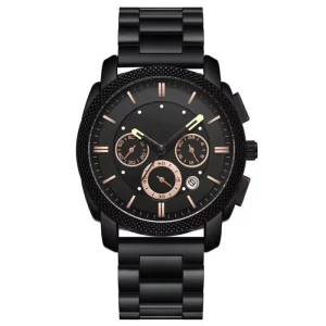 Men’s Sports Watch Stainless Steel Strap Chronograph Quartz Waterproof Wristwatch
