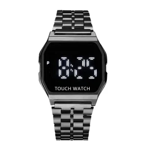Men’s Sports Watches Digital Electronic LED Watches Stainless Steel Watchband Waterproof Touch Screen Wristwatch Reloj Hombre