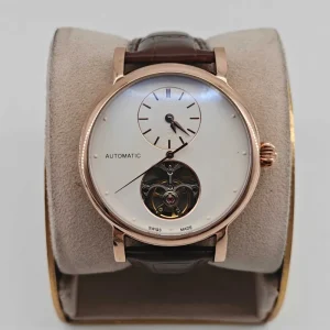 Men’s Stainless Steel Automatic Mechanical Watch Luxury Tourbillon Solid Luminous Dial Leather Strap Waterproof Watch